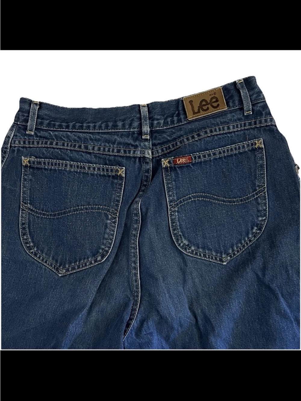 Vintage Lee Mom Jean Made In USA High Waist Pleated Tapered Leg Blue 80s Size 14 - Picture 5 of 9